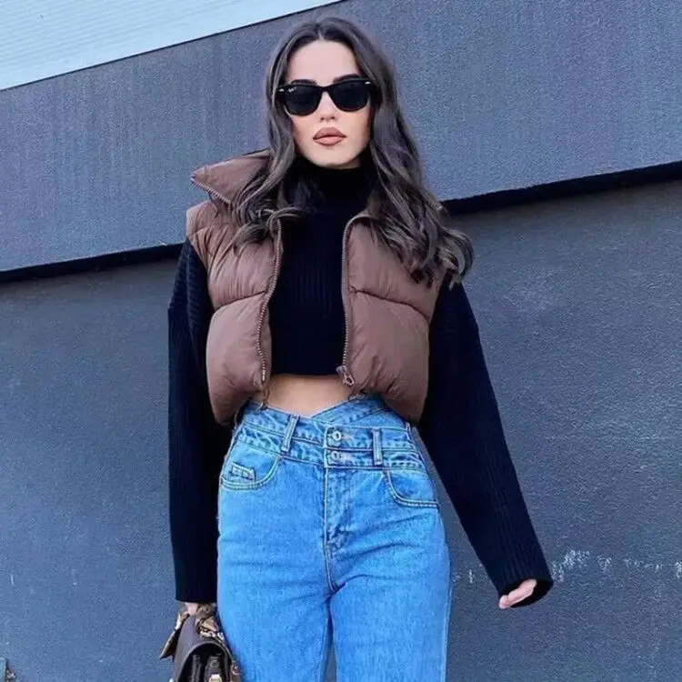 2021 brown sleeveless women short waistcoat Casual streetwear zipper lady outwear Warm high quality cotton girl vest
2021 brown sleeveless women short waistcoat Casual streetwear zipper lady outwear Warm high quality cotton girl vest