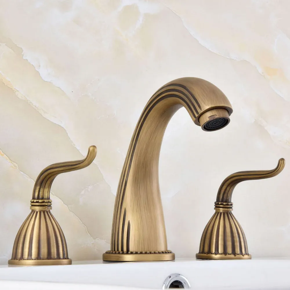 Antique Solid Brass Double Handle Basin Faucet Widespread Bathroom Faucet Deck Mounted Hot Cold Water Mixer Tap Lsf631
Antique Solid Brass Double Handle Basin Faucet Widespread Bathroom Faucet Deck Mounted Hot Cold Water Mixer Tap Lsf631