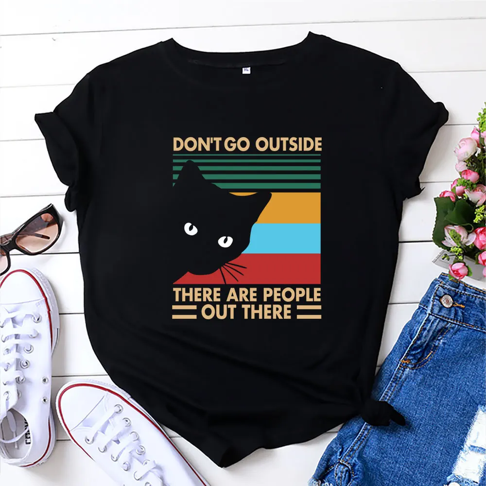 Women 100%Cotton Tshirt Harajuku Funny Black Cat Print T-Shirt Casual O Neck Short Sleeve T Shirt Summer Graphic Tops
Women 100%Cotton Tshirt Harajuku Funny Black Cat Print T-Shirt Casual O Neck Short Sleeve T Shirt Summer Graphic Tops