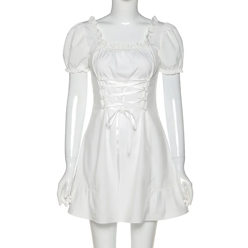 Women Summer Sexy Square Collar Mini Dress Fashion Elegant White Bow Short Sleeve Party Cute French Holiday Silk Female Dresses
Women Summer Sexy Square Collar Mini Dress Fashion Elegant White Bow Short Sleeve Party Cute French Holiday Silk Female Dresses