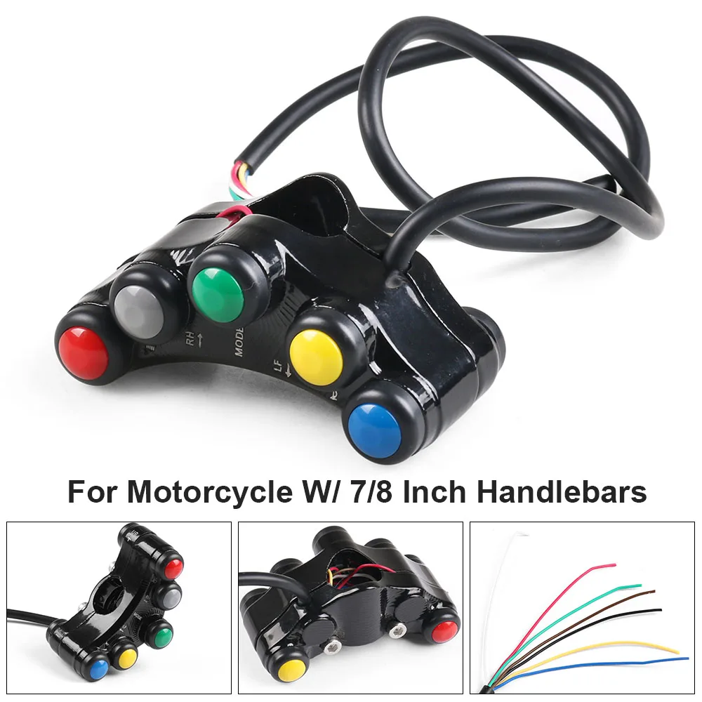 

7 Buttons Motorcycle Switch Motorbike Handlebar Switches Headlight Indicator Horn Aluminum Universal Scooter Multifunction DIY