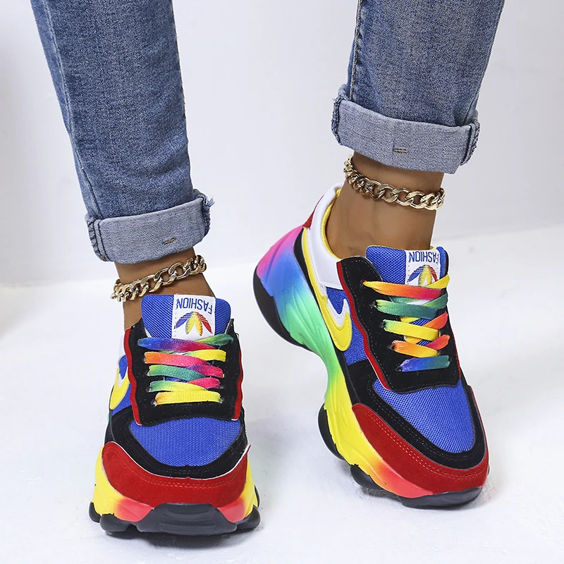 Fashion Rainbow Sport Shoes Womens Trainers Shoes Platform Breathable Sneakers Women Jogging Shoes chaussure femme casual shoes
Fashion Rainbow Sport Shoes Womens Trainers Shoes Platform Breathable Sneakers Women Jogging Shoes chaussure femme casual shoes