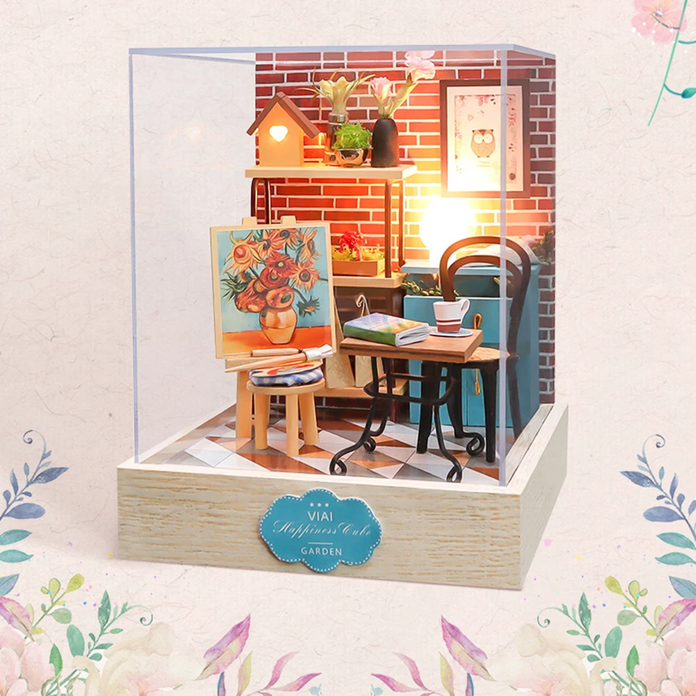 DIY Hut Art House Model Building Mini Room Simulation Wooden Assembled Dollhouse Miniature Dollhouse with Cover
DIY Hut Art House Model Building Mini Room Simulation Wooden Assembled Dollhouse Miniature Dollhouse with Cover