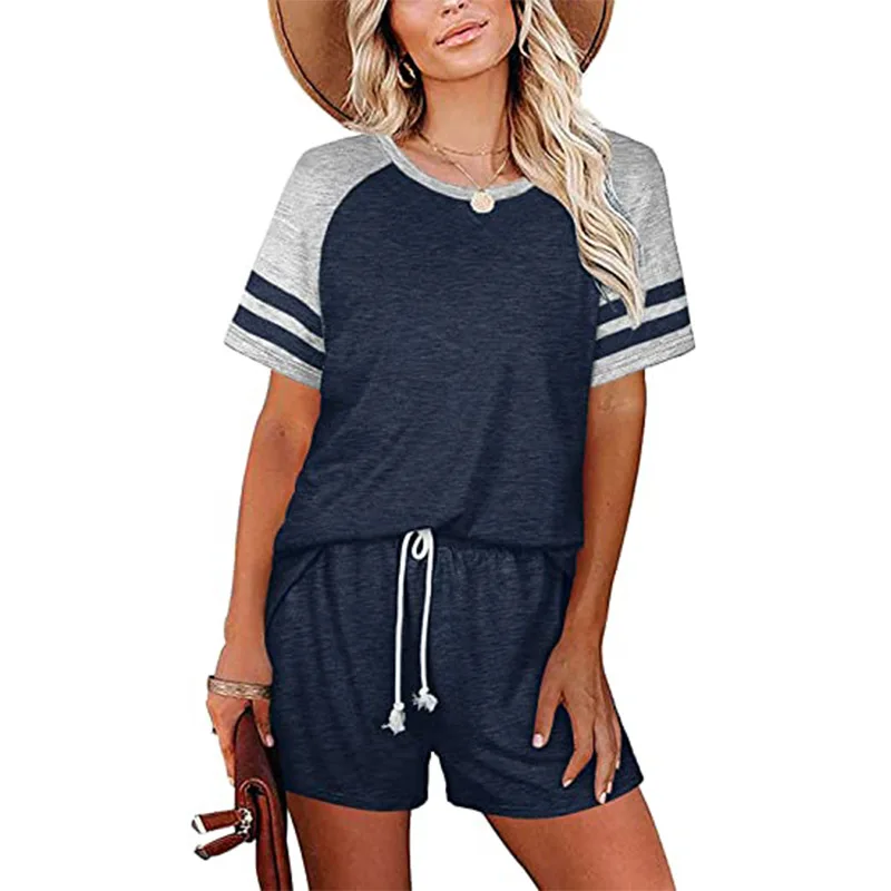 2021 New Women Pajamas Set Gray-Black Patchwork Sleep Set Summer New Shirt&Shorts Femme 2PCS Sleepwear O-neck Pijamas Suit
2021 New Women Pajamas Set Gray-Black Patchwork Sleep Set Summer New Shirt&Shorts Femme 2PCS Sleepwear O-neck Pijamas Suit