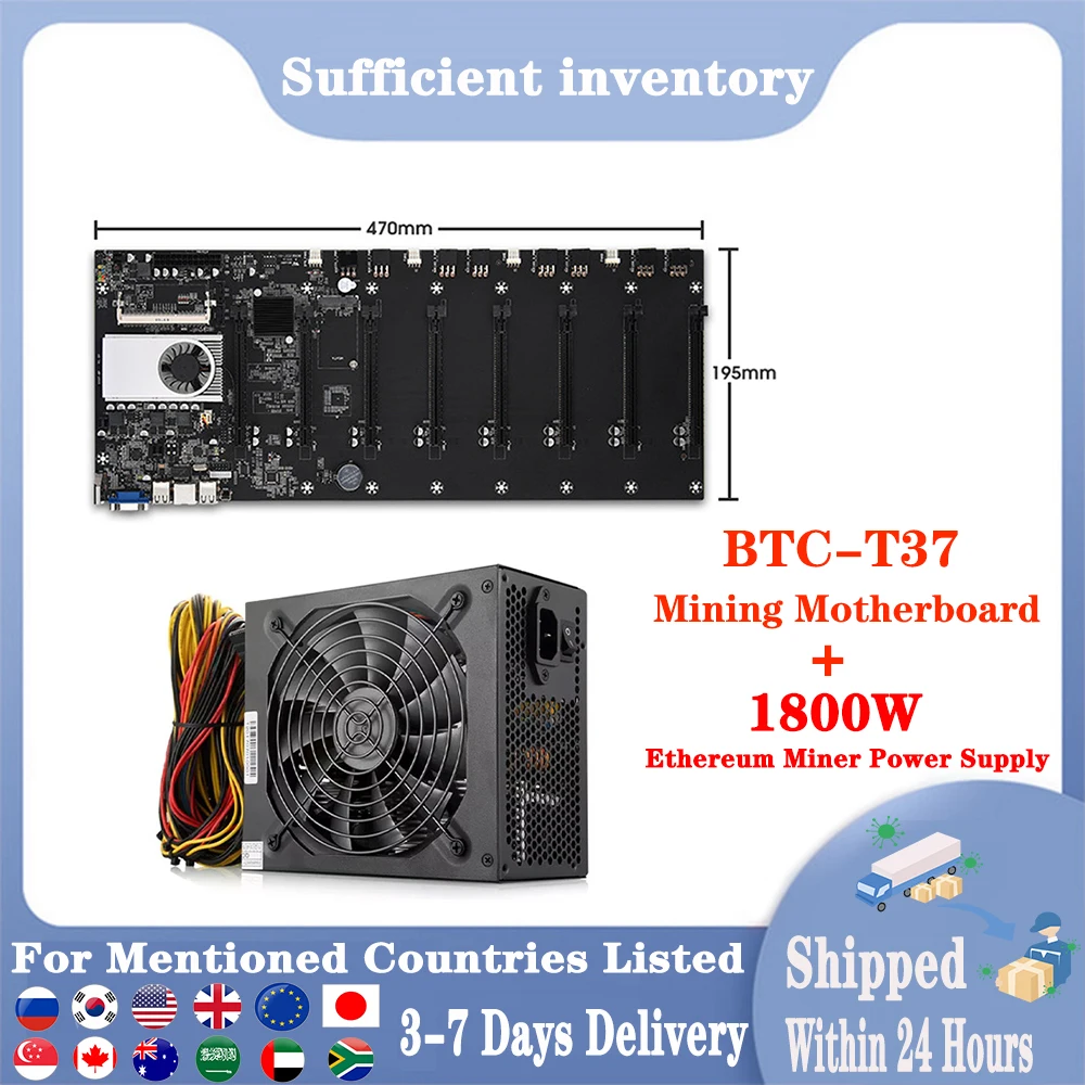 Протестированная материнская плата ETH BTC для майнинга 8 * PCIE 16X /4 * USB2.0 /DDR3 слот Sodimm/Поддержка 1066/1333/1600 МГц T37 + 1800 Вт PSU
Протестированная материнская плата ETH BTC для майнинга 8 * PCIE 16X /4 * USB2.0 /DDR3 слот Sodimm/Поддержка 1066/1333/1600 МГц T37 + 1800 Вт PSU