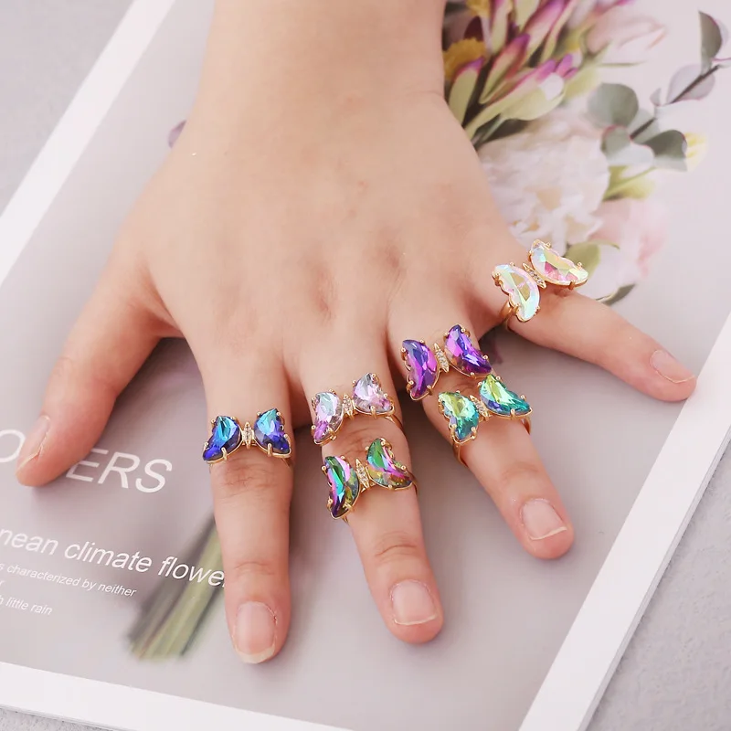 1PC Daily Wear For Party Wedding Finger Ring Glass Butterfly Jewelry Gift Adjustable opening Women Accessories
1PC Daily Wear For Party Wedding Finger Ring Glass Butterfly Jewelry Gift Adjustable opening Women Accessories