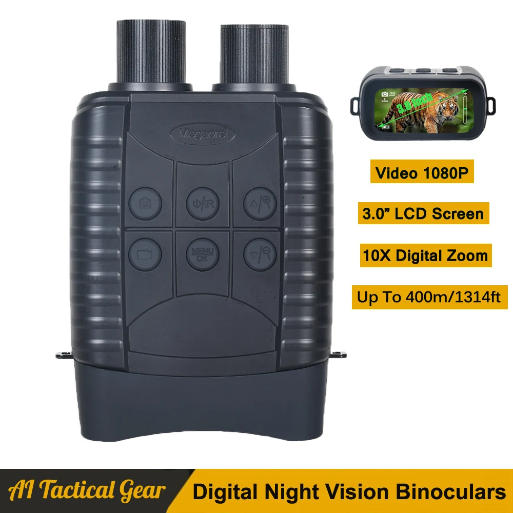 

Бинокль ночного видения Megaorei B2, 10X цифровой зум, ИК HD 1080P, экран 3,0 дюйма, профессиональный телескоп ночного видения