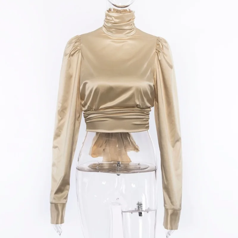 Elegant Women Turtleneck Puff Sleeve Shirt Backless Sexy Crop Top Long Sleeve Shirt Satin Blouse Women 2021 Fashion Chic
Elegant Women Turtleneck Puff Sleeve Shirt Backless Sexy Crop Top Long Sleeve Shirt Satin Blouse Women 2021 Fashion Chic