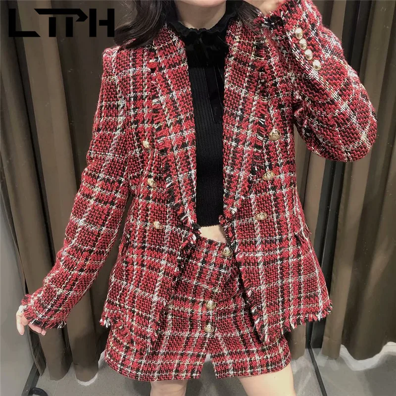 LTPH vintage red plaid Outfits women Skirt Suits Soft Tweed Blazer jacket casual high waist Package Hip skirts 2021 autumn New
LTPH vintage red plaid Outfits women Skirt Suits Soft Tweed Blazer jacket casual high waist Package Hip skirts 2021 autumn New
