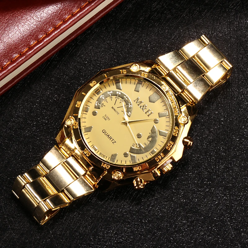 Gold Fashion Luxury Men Brand M&H Quartz Wrist Watch Men High Quality Steel Men's Dress Watches reloj hombre relogio masculino
Gold Fashion Luxury Men Brand M&H Quartz Wrist Watch Men High Quality Steel Men's Dress Watches reloj hombre relogio masculino