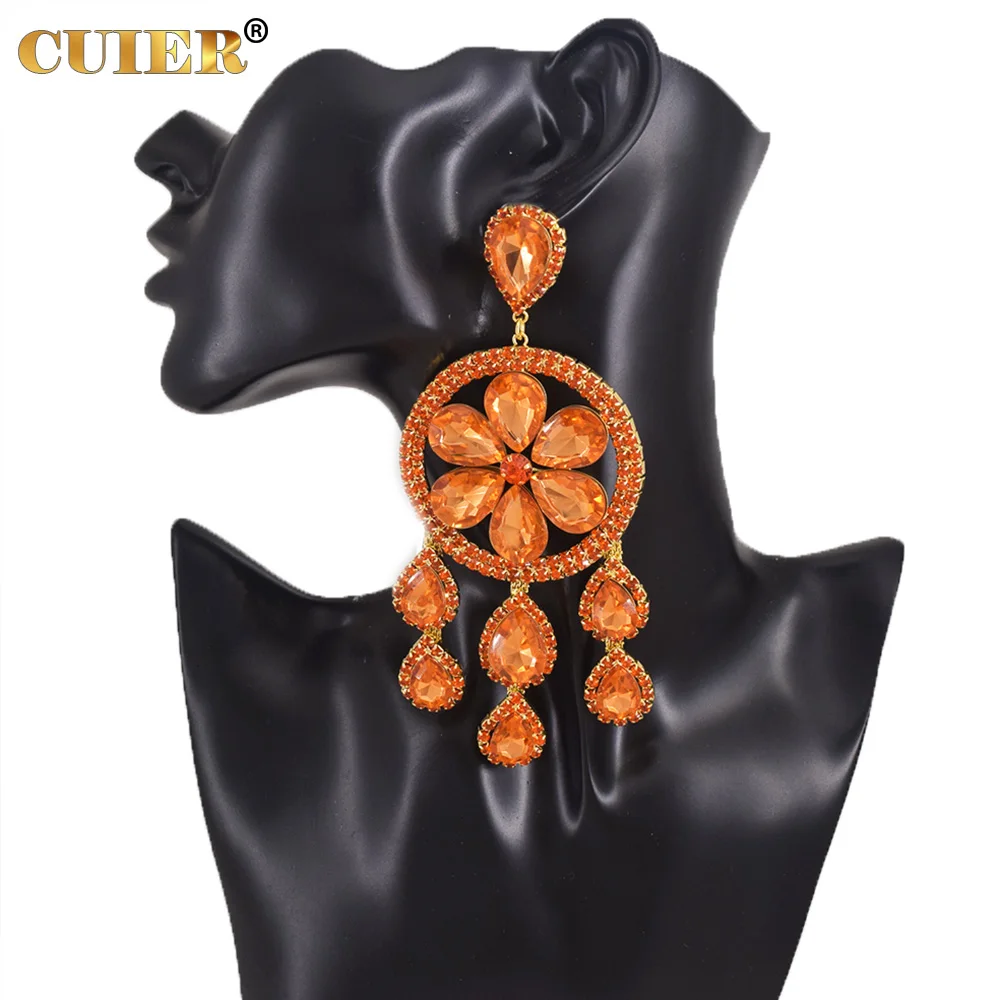 CUIER 5.1" Orange Rhinestones Glass Tassel Water Drop Earrings for Wedding Women Big Size Dangle Earring Jewelry
CUIER 5.1" Orange Rhinestones Glass Tassel Water Drop Earrings for Wedding Women Big Size Dangle Earring Jewelry