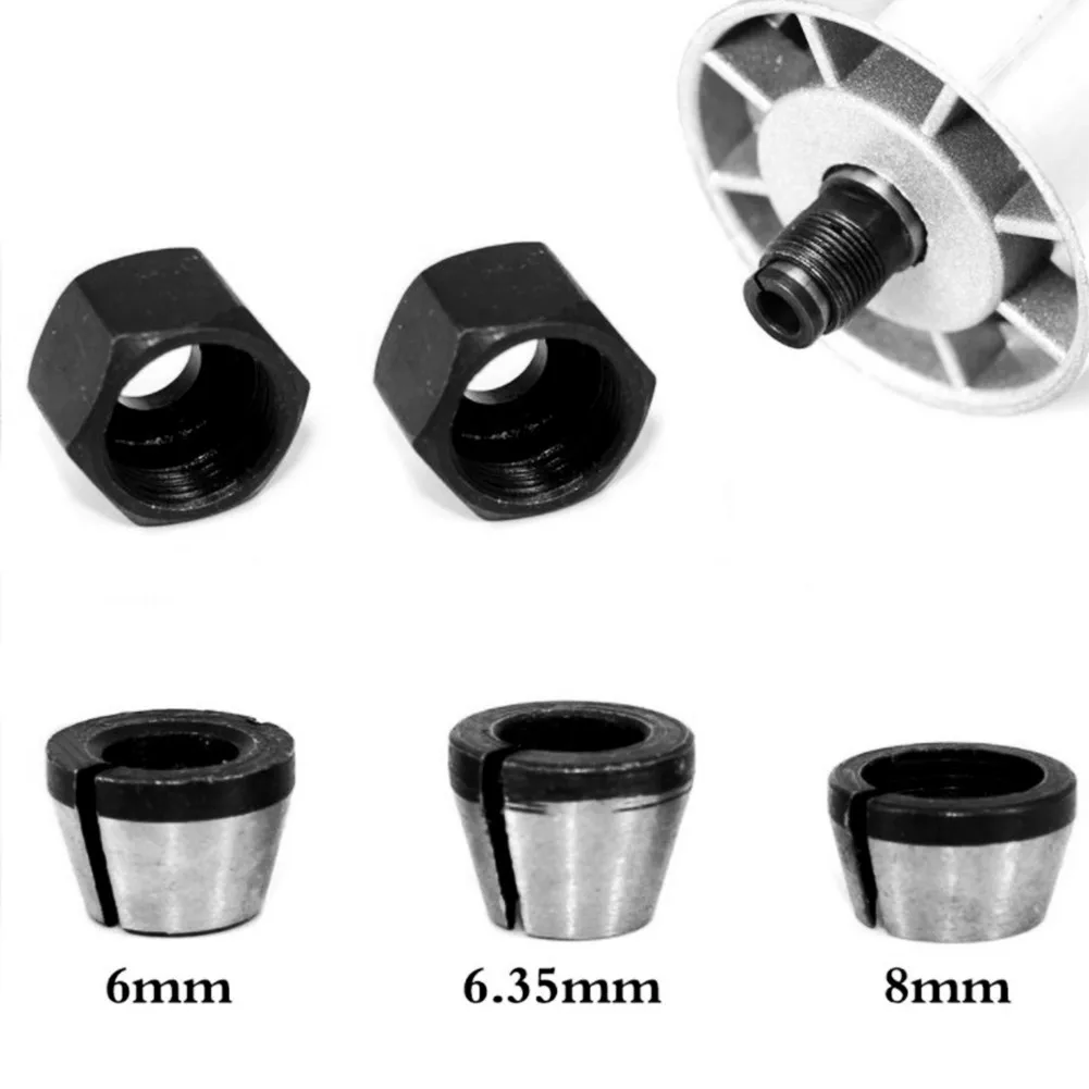 5pcs Trimmer Collet Chuck Router Bit 1/4" 6/8mm Collet Chuck Adapter Engraving Trimming Machine Electric Router Woodworking Tool
5pcs Trimmer Collet Chuck Router Bit 1/4" 6/8mm Collet Chuck Adapter Engraving Trimming Machine Electric Router Woodworking Tool