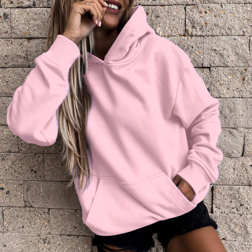 Women Autumn Solid Color Long Sleeve Pocket Loose Hoodie Sweatshirt Pullover Casual Basic Winter Hoodies Tops
Women Autumn Solid Color Long Sleeve Pocket Loose Hoodie Sweatshirt Pullover Casual Basic Winter Hoodies Tops