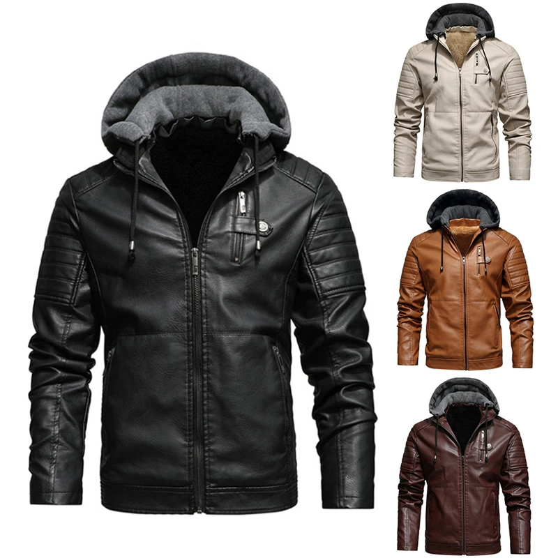 Men's Fleece Liner PU Leather Jackets Coats With Hood Autumn Winter Casual Motorcycle Jacket For Men Windbreaker Biker Jackets
Men's Fleece Liner PU Leather Jackets Coats With Hood Autumn Winter Casual Motorcycle Jacket For Men Windbreaker Biker Jackets