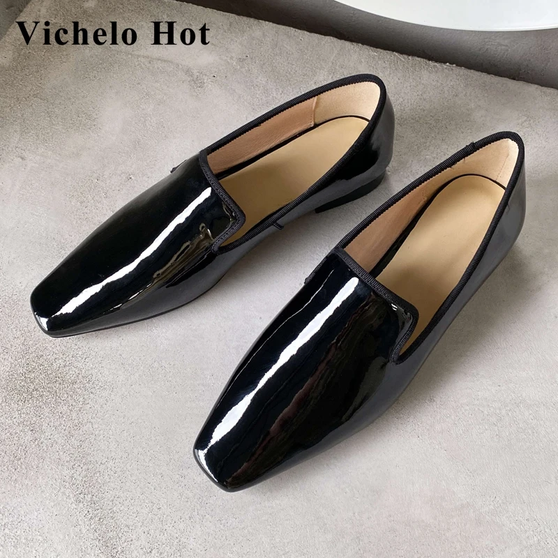 Vichelo Hot big size cow patent leather square toe low heel Korean street classic colors simple style spring new women pumps L05
Vichelo Hot big size cow patent leather square toe low heel Korean street classic colors simple style spring new women pumps L05
