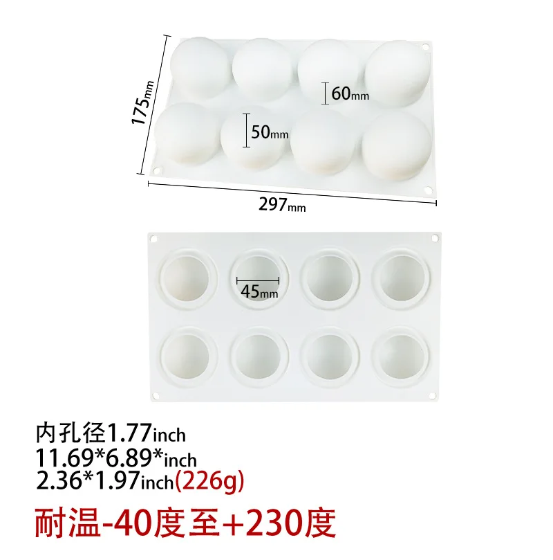8 Holes Sphere Silicone Mold 3D Spherical Mousse Cake Mold Dessert Decoration Mold Cake Decoration Tools Cake Tools
8 Holes Sphere Silicone Mold 3D Spherical Mousse Cake Mold Dessert Decoration Mold Cake Decoration Tools Cake Tools