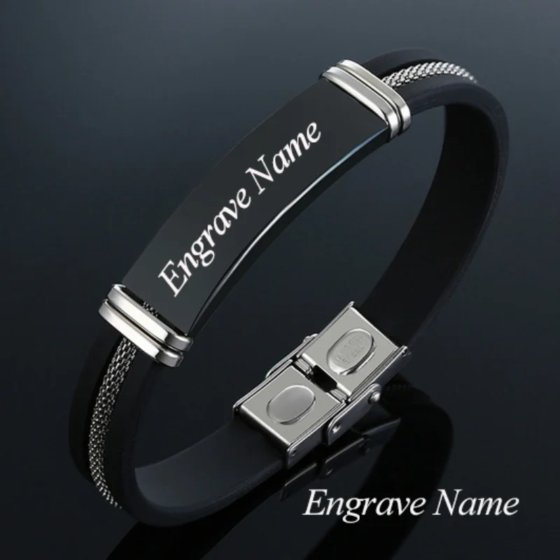 AZIZ BEKKAOUI Man Jewelry ID Bracelets Stainless Steel Casual Personalized Name Bangle Smooth Silicone Men Personality Jewelry
AZIZ BEKKAOUI Man Jewelry ID Bracelets Stainless Steel Casual Personalized Name Bangle Smooth Silicone Men Personality Jewelry