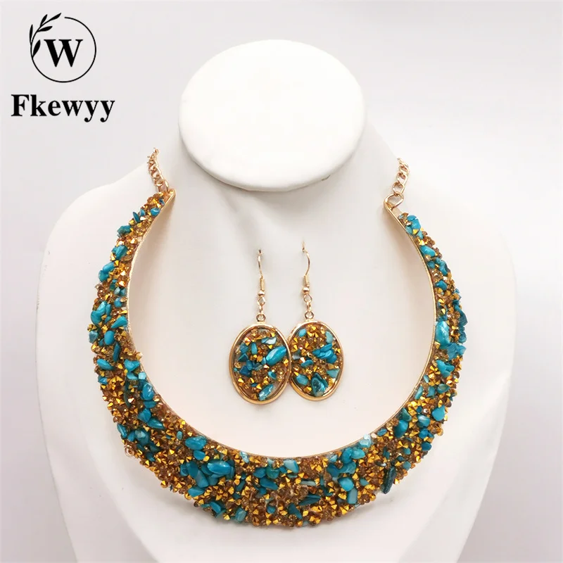 Fkewyy Luxury Jewelry Sets For Women Color Rhinestones Necklaces Designer Gold Laminated Jewelry Women's Earrings Jewelry Set 
Fkewyy Luxury Jewelry Sets For Women Color Rhinestones Necklaces Designer Gold Laminated Jewelry Women's Earrings Jewelry Set