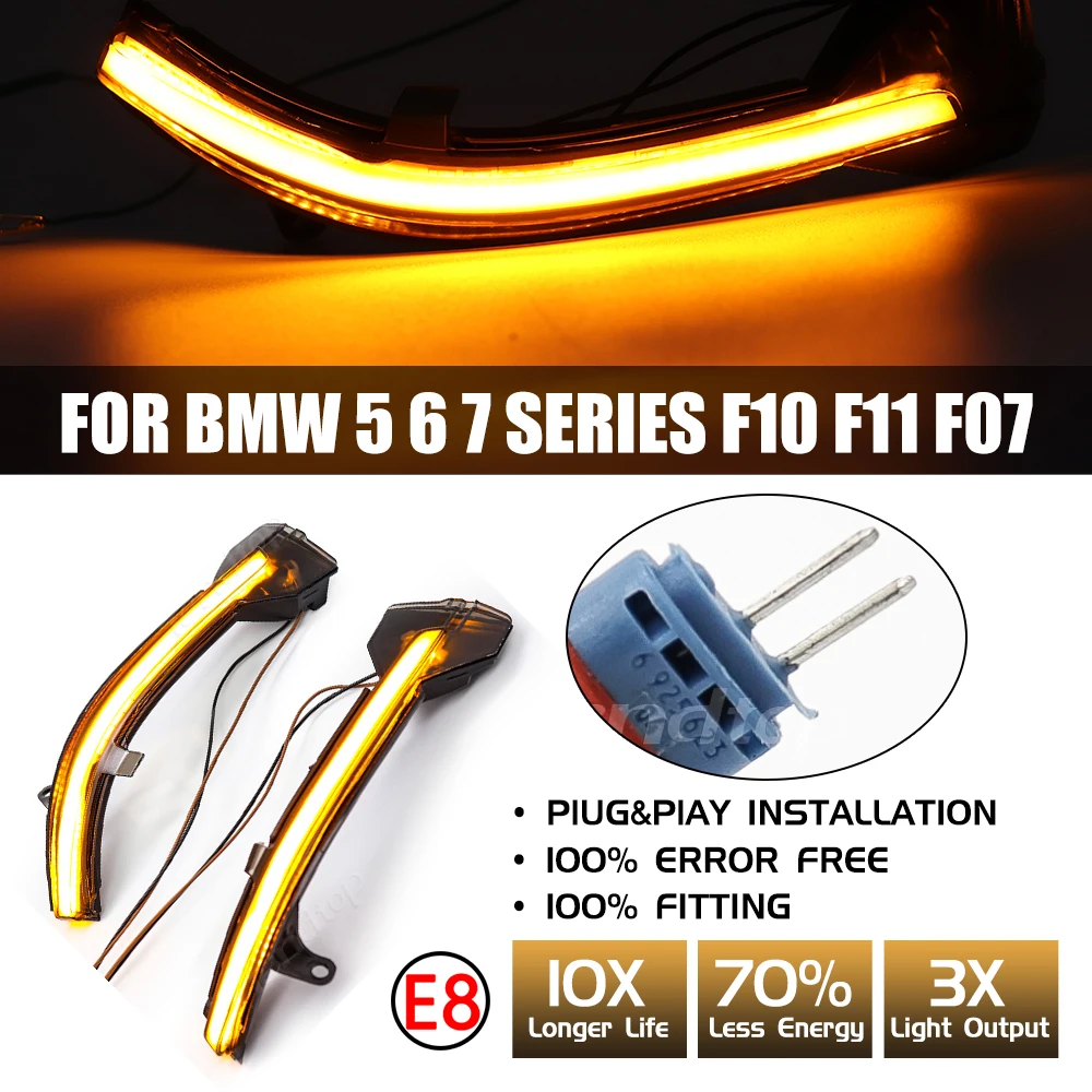 

Динамический стример полосы боковое зеркало светильник Поворотная сигнальная лампа повторителя индикатор для BMW 5 6 7 серии F10 F11 F07 F06 F12 F13 F01