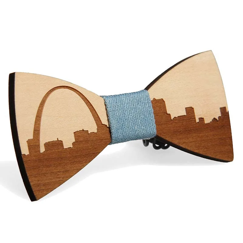 New Men's Solid Wood Bow Tie for Foreign Trade A Variety of Urban Landscape Patterns European and American Popular | Аксессуары для