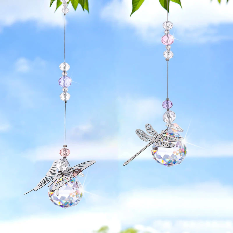H&D 2pcs 30mm Crystal Ball Prisms Butterfly Dragonfly Suncatchers Window Hanging Ornament Rainbow Maker for Home,Garden Decor
H&D 2pcs 30mm Crystal Ball Prisms Butterfly Dragonfly Suncatchers Window Hanging Ornament Rainbow Maker for Home,Garden Decor
