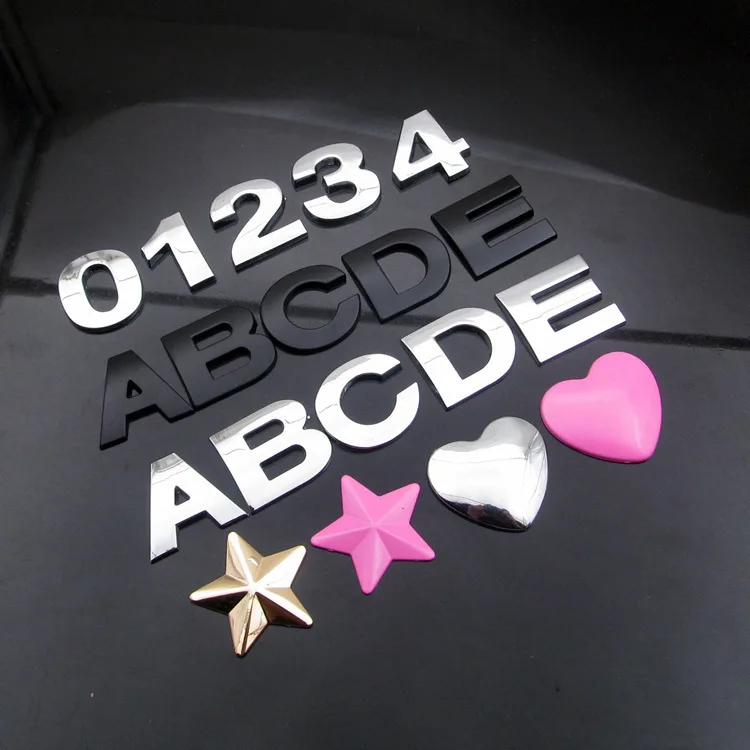 WL полностью металлические буквы 25 мм 3D Алфавит эмблема хромированные и черные