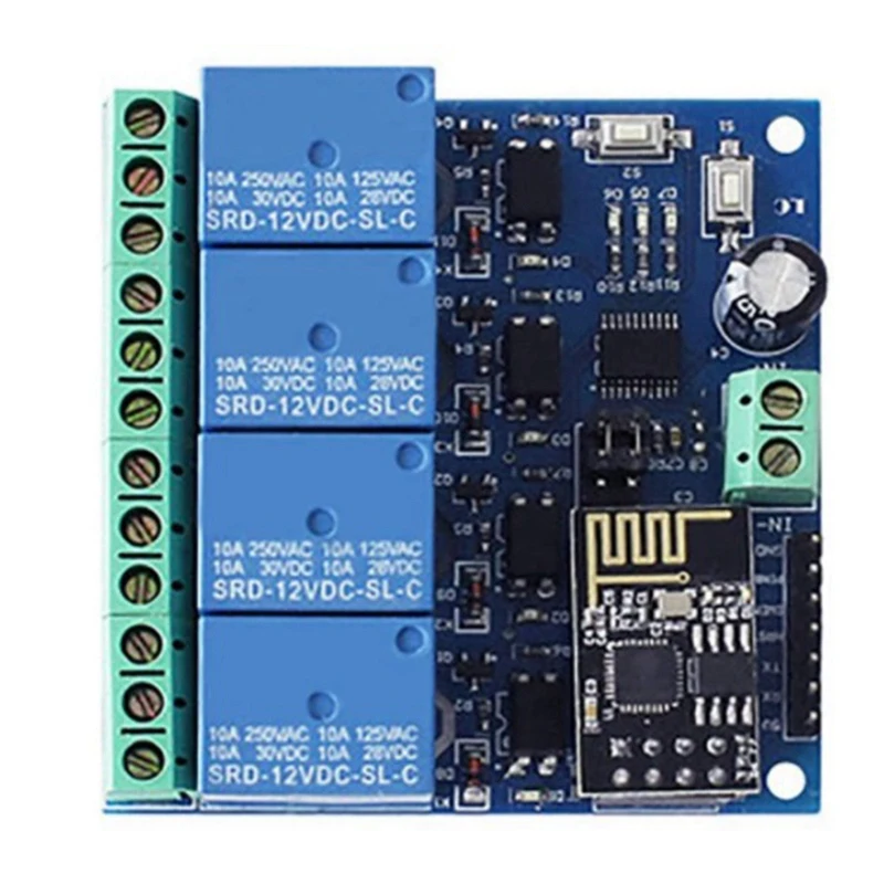 DC 12V ESP8266 ESP-01 4 Channel Relay Board Module ESP-01 WIFI Module for IOT Smart Home Phone APP Controller WIFI Relay
DC 12V ESP8266 ESP-01 4 Channel Relay Board Module ESP-01 WIFI Module for IOT Smart Home Phone APP Controller WIFI Relay
