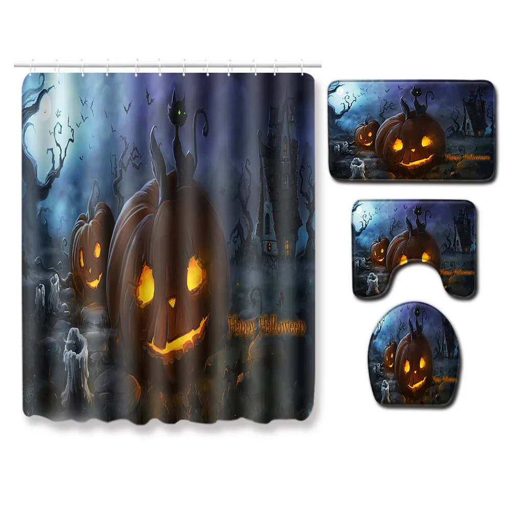 Zeegle Halloween Christmas Bath Curtain waterproof Shower Curtain Non-slip Bathroom Carpet Set Toilet Pedestal Rug Foot Carpet
Zeegle Halloween Christmas Bath Curtain waterproof Shower Curtain Non-slip Bathroom Carpet Set Toilet Pedestal Rug Foot Carpet