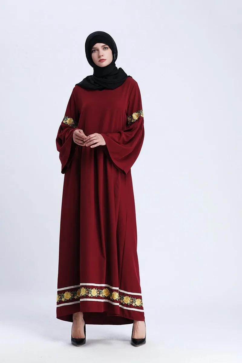 Турецкое мусульманское длинное платье в Дубае для женщин с цветочным принтом на