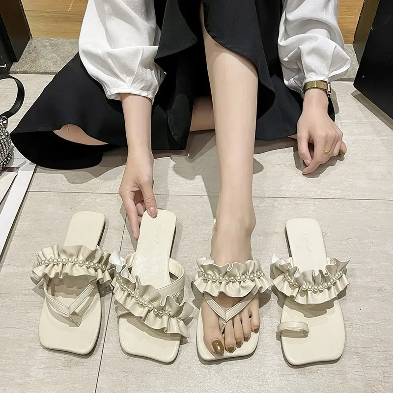 Shoes String Bead Slippers Flat Slides Slipers Women Low Fashion 2021 Soft Luxury Rubber PU Basic Shoes Women Slippers Flat Sli 
Shoes String Bead Slippers Flat Slides Slipers Women Low Fashion 2021 Soft Luxury Rubber PU Basic Shoes Women Slippers Flat Sli