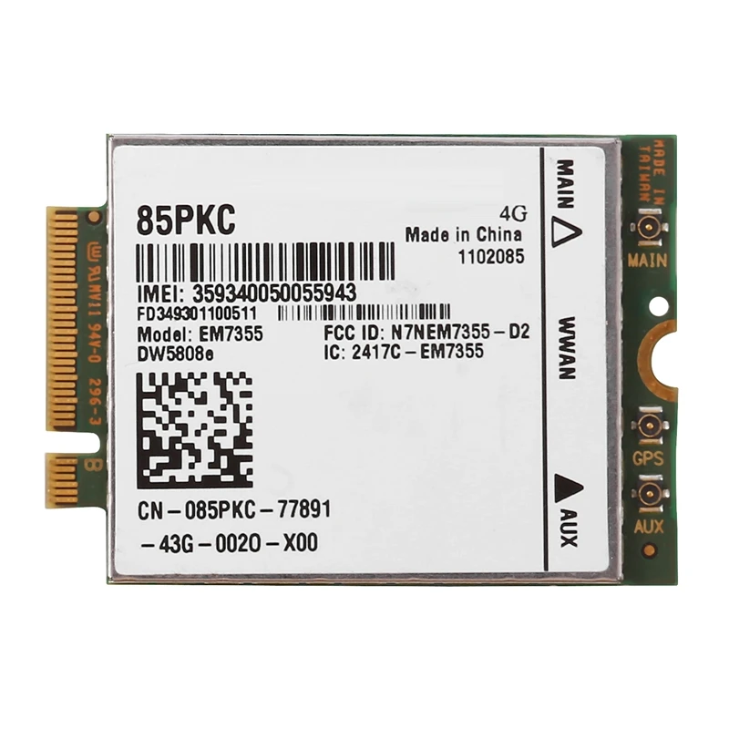 EM7355 WiFi карта DW5808E 4G модуль NGFF для Dell Venue 11 Pro Latitude 14 12 11 Pro Latitude 14 12 AirPrime
EM7355 WiFi карта DW5808E 4G модуль NGFF для Dell Venue 11 Pro Latitude 14 12 11 Pro Latitude 14 12 AirPrime