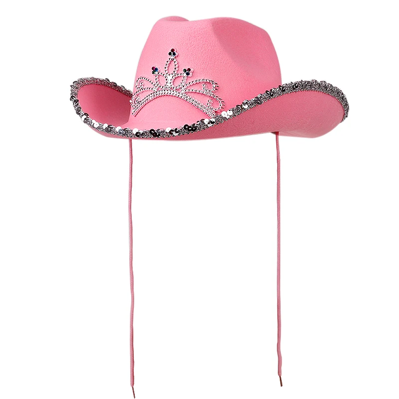 Western Style Sequins Tiara Cowgirl Hat Women Pink Wide Brim Cowboy Cap Holiday Cosplay Party Hats summer sun hats gorras
Western Style Sequins Tiara Cowgirl Hat Women Pink Wide Brim Cowboy Cap Holiday Cosplay Party Hats summer sun hats gorras