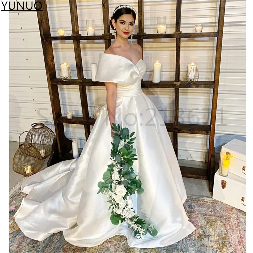 YUNUO принцесса атласные на одно плечо Выпускные платья драпированные