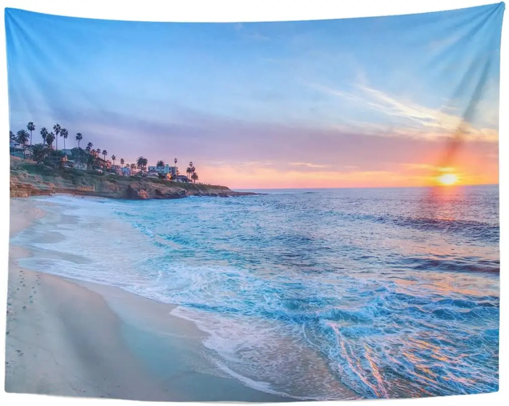 

Blue Diego Magnificent Sunset on The Beach in La Jolla California Colorful San Nature Home Decor Wall Hanging