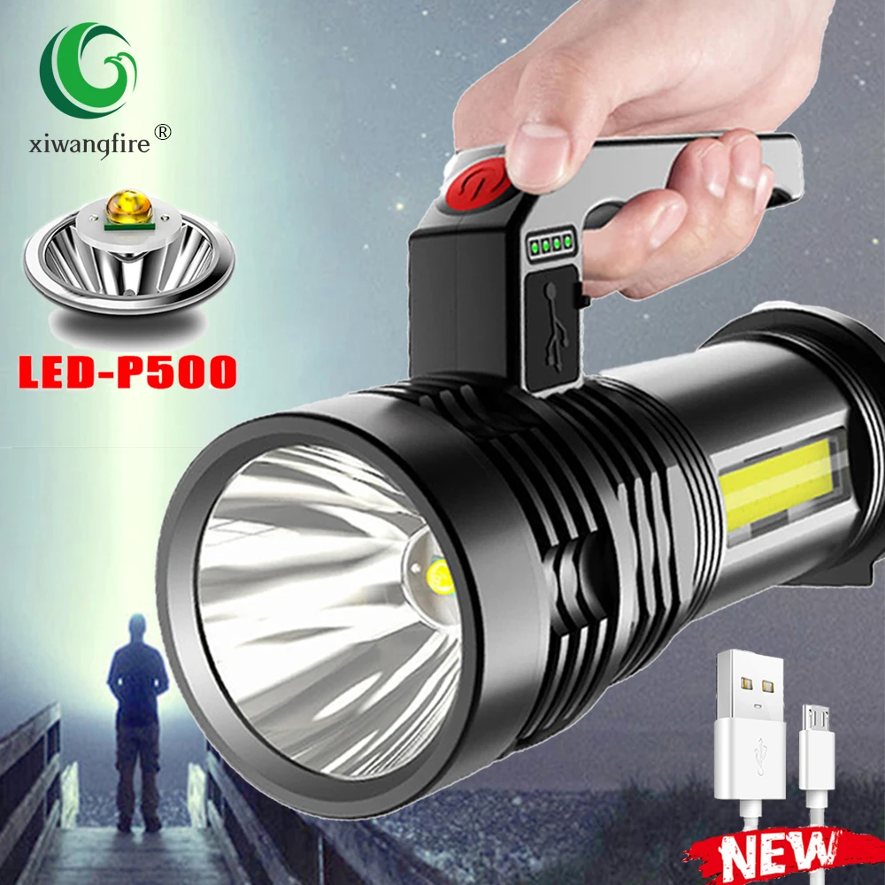 Супер яркий Портативный лампы сильный светильник P500LED + COB бортовой Потолочные