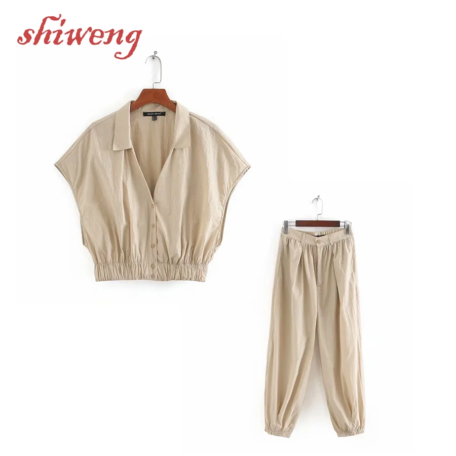 Single-breasted Simple Loose Collar Short Top Shirt + Casual Nine-point Pants 2021 Summer New Turn-down Casual Suit Streetwear
Single-breasted Simple Loose Collar Short Top Shirt + Casual Nine-point Pants 2021 Summer New Turn-down Casual Suit Streetwear