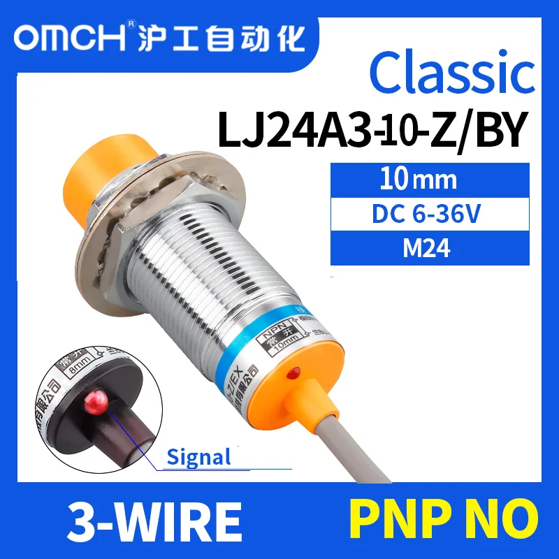 OMCH M24 non-flush metal inductive proximity switch sensor switch LJ24A3-10-Z/BY 3-WIRE PNP NO detection range 10mm
OMCH M24 non-flush metal inductive proximity switch sensor switch LJ24A3-10-Z/BY 3-WIRE PNP NO detection range 10mm