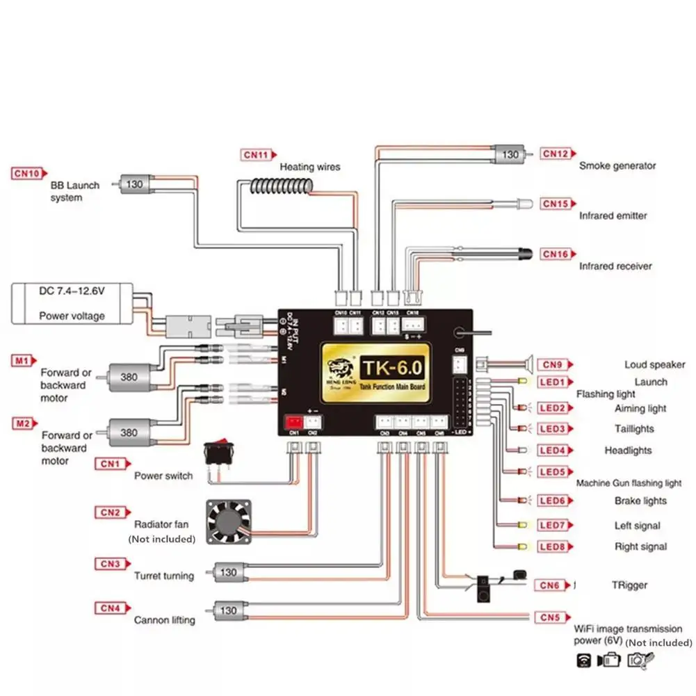 Henglong TK-6.0 Version Function Main board 2.4G Receiver for 1/16 RC Tank Parts
Henglong TK-6.0 Version Function Main board 2.4G Receiver for 1/16 RC Tank Parts