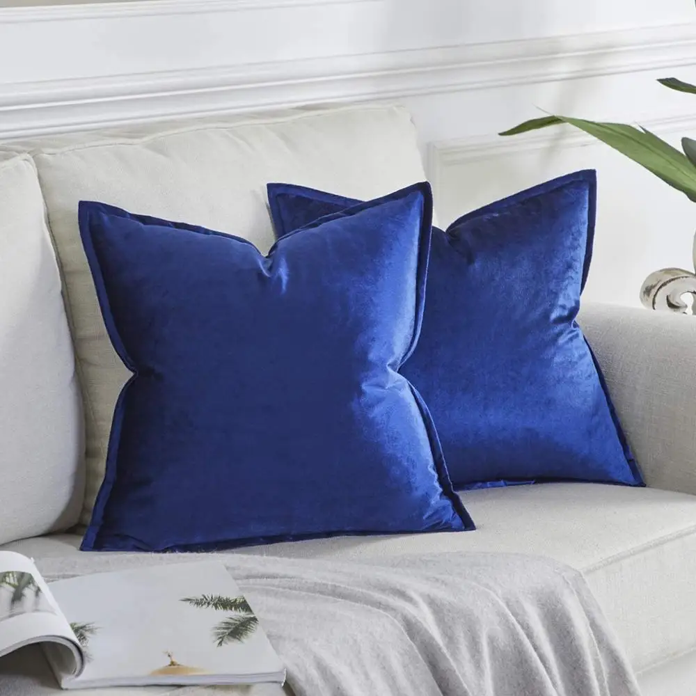 Синие Современные однотонные наволочки для дивана кровати 45x45 роскошные