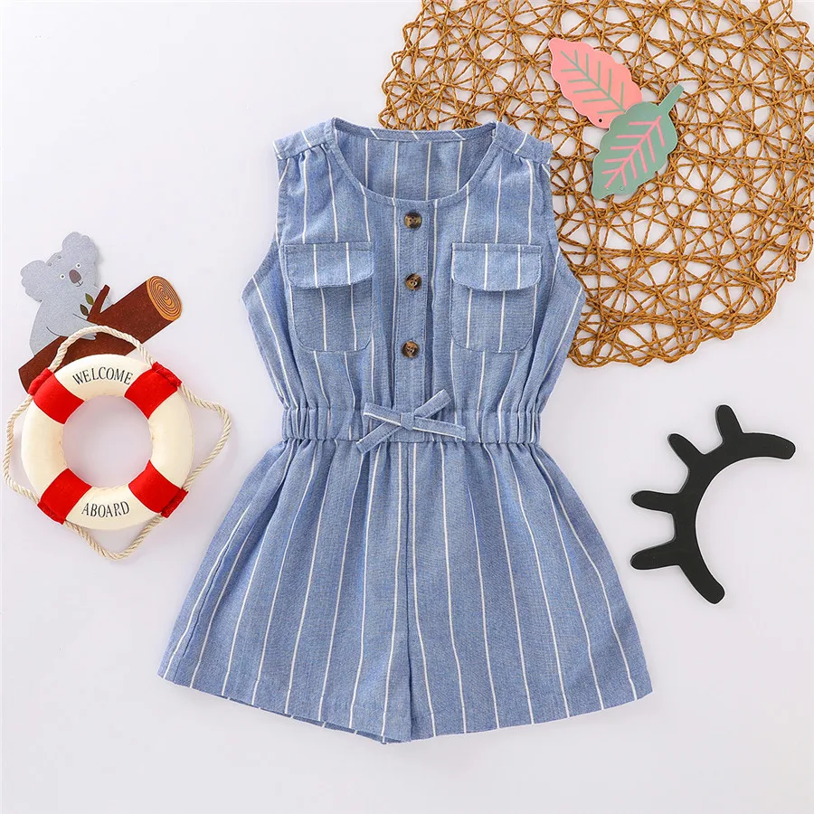 WOSHILAOCAI Toddler Girls O Collar Casual Romper Suit Baby Sleeveless One Piece Jumpsuit Summer Blue Stripes Jumpsuits Outfit
WOSHILAOCAI Toddler Girls O Collar Casual Romper Suit Baby Sleeveless One Piece Jumpsuit Summer Blue Stripes Jumpsuits Outfit