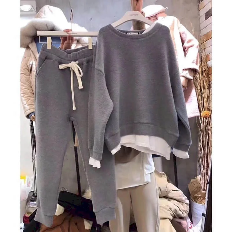winter clothes sweatsuit for woman hoodie women 2pc set 2020 new autumn winter Korean fake two-piece splicing loose long-sleeved
winter clothes sweatsuit for woman hoodie women 2pc set 2020 new autumn winter Korean fake two-piece splicing loose long-sleeved