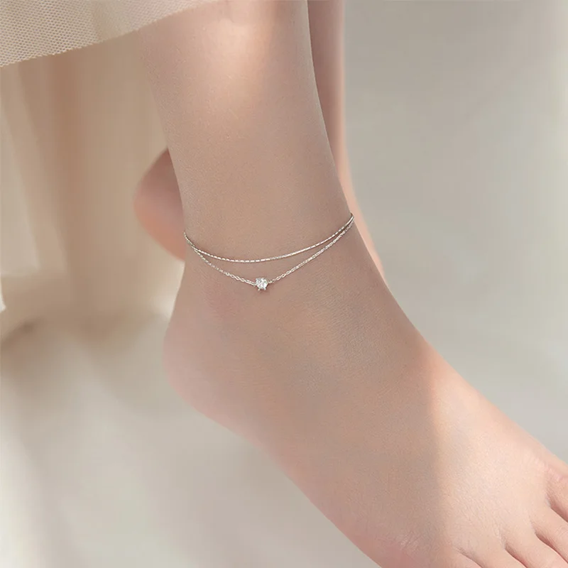 AIFENAO Double Layer 925 Sterling Silver Chain Anklets For Women Zircon Ankle Bracelet Leg Fashion Foot Jewelry Girl Gift Korean
AIFENAO Double Layer 925 Sterling Silver Chain Anklets For Women Zircon Ankle Bracelet Leg Fashion Foot Jewelry Girl Gift Korean