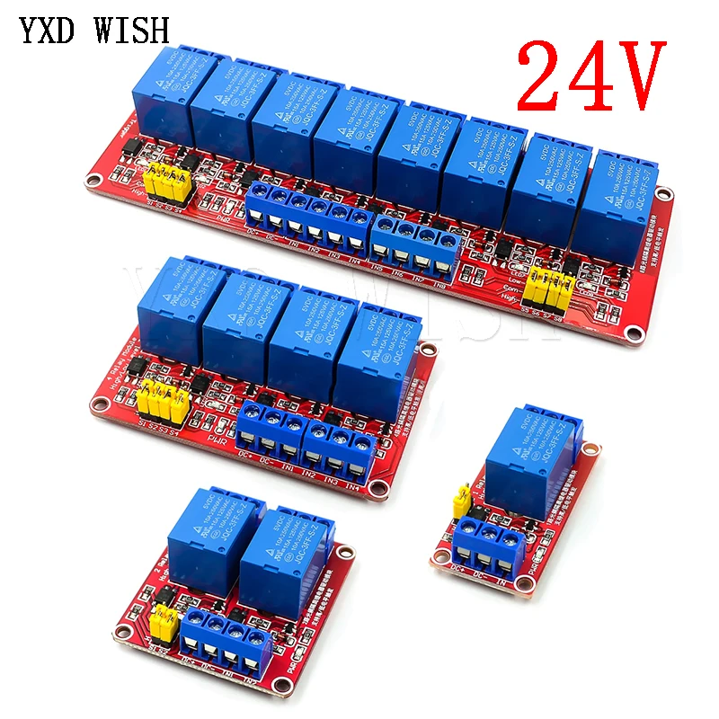 

1 2 4 8 Channel DC 24V Relay Module with Optocoupler High and Low Level Trigger Expansion Board For arduino 24 V Relays Board