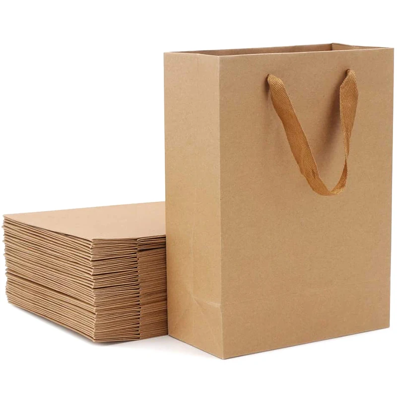 25 шт. Подарочный пакет из крафт бумаги коричневый подарочный с расширенной