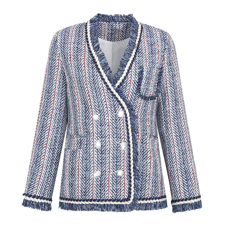 Women Tweed Tassel Short Coat Autumn Winter Elegant V-Neck Pearl Double Breasted Woolen Jacket Female Fashion Office Outerwear
Women Tweed Tassel Short Coat Autumn Winter Elegant V-Neck Pearl Double Breasted Woolen Jacket Female Fashion Office Outerwear