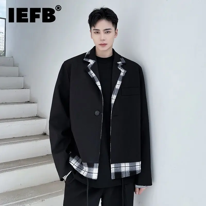 IEFB Plaid Patchwork Fake Two Pieces Men Blazer 2022 New Spring Slim Fashion Suit Short Single Button Short Coat Oversize 9A0713
IEFB Plaid Patchwork Fake Two Pieces Men Blazer 2022 New Spring Slim Fashion Suit Short Single Button Short Coat Oversize 9A0713