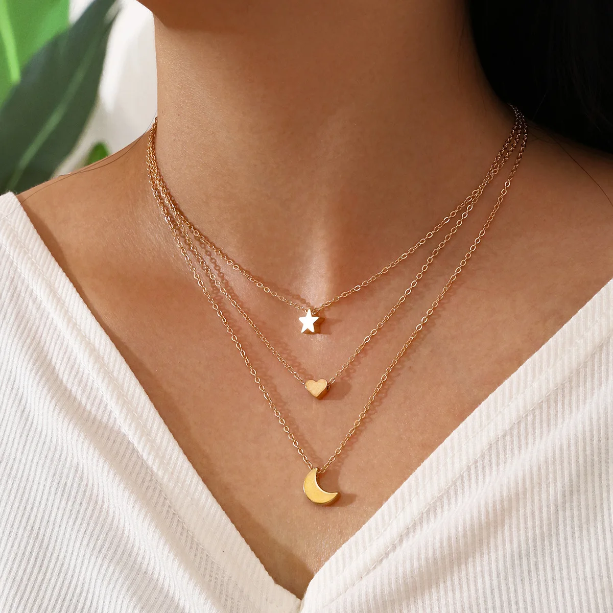 Simple Multi Layer Chain Chokers Necklace Metal Small Star Heart Moon Necklaces Pendant Jewelry Accessory For Women Gifts kolye
Simple Multi Layer Chain Chokers Necklace Metal Small Star Heart Moon Necklaces Pendant Jewelry Accessory For Women Gifts kolye