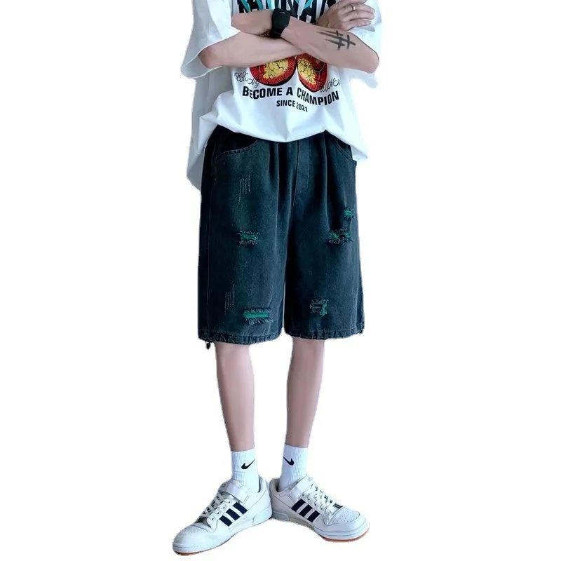 2021 summer new denim shorts men's high street hip hop American jeans loose hole trend Capris
2021 summer new denim shorts men's high street hip hop American jeans loose hole trend Capris