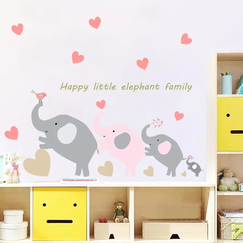 Cartoon Cute Elephant Wall Stickers for Kids Room Girls Bedroom Decoration Nursery Mural Pink Love Wall Decals Home Decor
Cartoon Cute Elephant Wall Stickers for Kids Room Girls Bedroom Decoration Nursery Mural Pink Love Wall Decals Home Decor