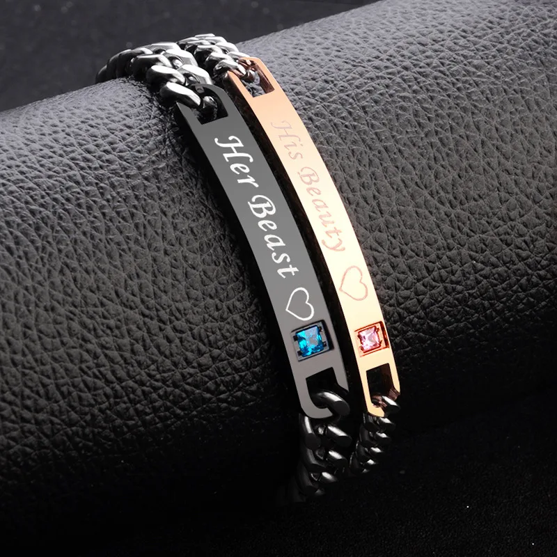 European and American Trendy Alphabet Stainless Steel Silver Bracelet His Queen Her King Couple Bracelet Precious Jewelry Lover
European and American Trendy Alphabet Stainless Steel Silver Bracelet His Queen Her King Couple Bracelet Precious Jewelry Lover